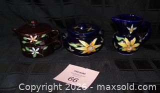 MaxSold Auction: 3 Piece Tea Set and Cream / Sugar Set Black with Flowers - New Westminster (British Columbia, Canada) SELLER MANAGED Downsizing Online Auction - Eighth Street