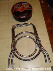 MaxSold Auction: Calgary Flames Bar Stool Seat Cushion with Chrome Frame Pieces - New Westminster (British Columbia, Canada) SELLER MANAGED Downsizing Online Auction - Eighth Street