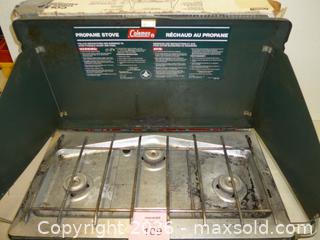 MaxSold Auction: Coleman Three-Burner Propane Camping Stove (fits 2–3 pans) - New Westminster (British Columbia, Canada) SELLER MANAGED Downsizing Online Auction - Eighth Street