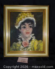 MaxSold Auction: Framed Oil Portrait of Woman in Yellow Hat and Dress - New Westminster (British Columbia, Canada) SELLER MANAGED Downsizing Online Auction - Eighth Street