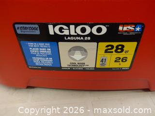 MaxSold Auction: Igloo Laguna 28 Cooler, 28 QT, Red Body / White Lid - New Westminster (British Columbia, Canada) SELLER MANAGED Downsizing Online Auction - Eighth Street