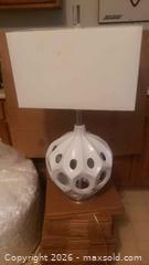 MaxSold Auction: Large Mid-Century Modern White Ceramic Table Lamp with Shade - New Westminster (British Columbia, Canada) SELLER MANAGED Downsizing Online Auction - Eighth Street