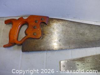 MaxSold Auction: Lot of 2 Hand Saws with Wooden Pistol-Grip Handles - New Westminster (British Columbia, Canada) SELLER MANAGED Downsizing Online Auction - Eighth Street