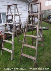 MaxSold Auction: Lot of 2 Wooden A-Frame Step Ladders, approx. 5'–6' - New Westminster (British Columbia, Canada) SELLER MANAGED Downsizing Online Auction - Eighth Street