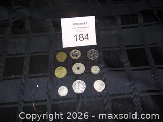 MaxSold Auction: Lot of 9 Mixed Foreign Coins - New Westminster (British Columbia, Canada) SELLER MANAGED Downsizing Online Auction - Eighth Street