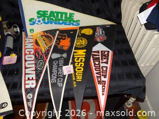 MaxSold Auction: Lot of 9 Vintage Felt Sports & Event Pennants - New Westminster (British Columbia, Canada) SELLER MANAGED Downsizing Online Auction - Eighth Street