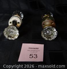 MaxSold Auction: Pair of Mid-Century Glass Door Knobs with Rosette Plates - New Westminster (British Columbia, Canada) SELLER MANAGED Downsizing Online Auction - Eighth Street