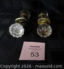 MaxSold Auction: Pair of Mid-Century Glass Door Knobs with Rosette Plates - New Westminster (British Columbia, Canada) SELLER MANAGED Downsizing Online Auction - Eighth Street