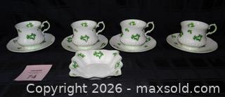 MaxSold Auction: Queen's Rosina Shamrock Fine Bone China 4 Cups, 4 Saucers & Dish - New Westminster (British Columbia, Canada) SELLER MANAGED Downsizing Online Auction - Eighth Street