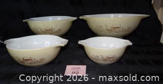 MaxSold Auction: Rare Pyrex Forest Fancies Nested Mixing Bowls (Set of 4) - New Westminster (British Columbia, Canada) SELLER MANAGED Downsizing Online Auction - Eighth Street