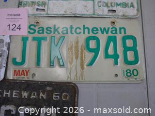 MaxSold Auction: Vintage Canadian License Plates Lot: SK, ON, BC, AB (5) - New Westminster (British Columbia, Canada) SELLER MANAGED Downsizing Online Auction - Eighth Street