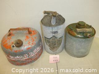 MaxSold Auction: Vintage SMP Metal Gas and Oil Cans, Lot of 3 - New Westminster (British Columbia, Canada) SELLER MANAGED Downsizing Online Auction - Eighth Street