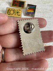 MaxSold Auction: Set of Four Vintage Stamp Pin Brooches - Kingston (Ontario, Canada) SELLER MANAGED Downsizing Online Auction - Bishop Street