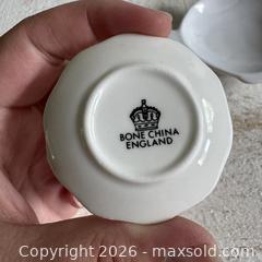 MaxSold Auction: Set of Two Tea Plates - White Mayfair & Jackson Tea Bag Dish and Iron Steamboat Company Miniature Plate - Made in China and England - Kingston (Ontario, Canada) SELLER MANAGED Downsizing Online Auction - Bishop Street