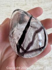 MaxSold Auction: Small Art Glass Bubble and Swirl Egg Shaped Paper Weight - Glass Desk Paperweight - Kingston (Ontario, Canada) SELLER MANAGED Downsizing Online Auction - Bishop Street