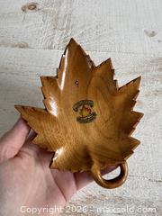 MaxSold Auction: Thin Wooden Carved Leaf Bowl - Halifax Bicentenary 1749-1949 Polished Wood Leaf Wall Hanging -Signed R. Audet - Made in Canada - Kingston (Ontario, Canada) SELLER MANAGED Downsizing Online Auction - Bishop Street