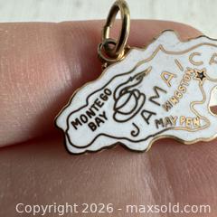 MaxSold Auction: Vintage Jamaica Country Outline Necklace Pendant with Enameled Front - Kingston (Ontario, Canada) SELLER MANAGED Downsizing Online Auction - Bishop Street