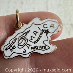 MaxSold Auction: Vintage Jamaica Country Outline Necklace Pendant with Enameled Front - Kingston (Ontario, Canada) SELLER MANAGED Downsizing Online Auction - Bishop Street