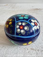 MaxSold Auction: Vintage Short Terracotta Hand Painted Flower Trinket Dish - Vintage Floral Terracotta Holder with Lid - Kingston (Ontario, Canada) SELLER MANAGED Downsizing Online Auction - Bishop Street