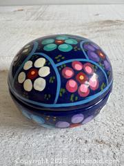 MaxSold Auction: Vintage Short Terracotta Hand Painted Flower Trinket Dish - Vintage Floral Terracotta Holder with Lid - Kingston (Ontario, Canada) SELLER MANAGED Downsizing Online Auction - Bishop Street
