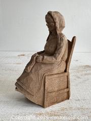 MaxSold Auction: Vintage Wood Folk Art Woman Crafting on Rocking Chair - Vintage Wood Grandmother Figurine - Kingston (Ontario, Canada) SELLER MANAGED Downsizing Online Auction - Bishop Street