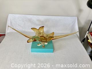 MaxSold Auction: Exquisite Large Chalet Art Glass Center piece, Colour Amber,  (10 1/2'' Tall 33" Length 11" Width) - Coquitlam (British Columbia, Canada) SELLER MANAGED Downsizing Online Auction - Delestre Avenue