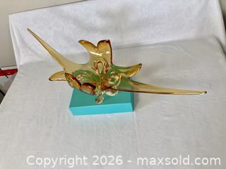 MaxSold Auction: Exquisite Large Chalet Art Glass Center piece, Colour Amber,  (10 1/2'' Tall 33" Length 11" Width) - Coquitlam (British Columbia, Canada) SELLER MANAGED Downsizing Online Auction - Delestre Avenue