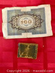 MaxSold Auction:  German 100 Mark banknote. red dot 1920. & Antique Miniature Wallet - Coquitlam (British Columbia, Canada) SELLER MANAGED Downsizing Online Auction - Delestre Avenue