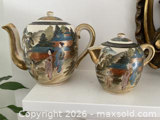 MaxSold Auction: 2pc Japanese Satsuma Hand Painted Porcelain Tea Set Meiji period (1868-1912).  - Mississauga (Ontario, Canada) SELLER MANAGED Estate Sale Online Auction - Greenbower Court