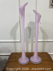 MaxSold Auction: Vintage Pink Opaline Murano Art Glass Tall Blown Vases. - Mississauga (Ontario, Canada) SELLER MANAGED Estate Sale Online Auction - Greenbower Court