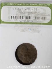 MaxSold Auction: 1930 Slabbed Certified Linclon Wheat Cent - South Frontenac (Ontario, Canada) SELLER MANAGED Downsizing Online Auction - Battersea Road