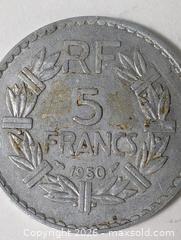 MaxSold Auction: 1950 5 Franks France Coin - South Frontenac (Ontario, Canada) SELLER MANAGED Downsizing Online Auction - Battersea Road