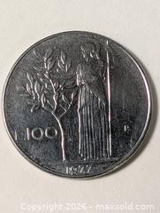 MaxSold Auction: L.100 italian coin  - South Frontenac (Ontario, Canada) SELLER MANAGED Downsizing Online Auction - Battersea Road