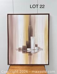 MaxSold Auction: Vintage Abstract Acrylic Sailboat Painting  - Toronto (Ontario, Canada) SELLER MANAGED Downsizing Online Auction - Kingston Road (STORAGE)