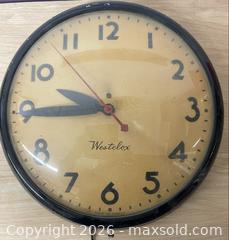 MaxSold Auction: Westclox  1950s School Wall Clock - Toronto (Ontario, Canada) SELLER MANAGED Downsizing Online Auction - Kingston Road (STORAGE)