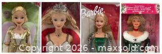 MaxSold Auction: 4 Holiday Babies: Holiday Celebration Barbie / 1997 Mattel Special Edition Festive Season Barbie doll / Holiday Joy Barbie / 2005 Holiday Angel Barbie - Oakville (Ontario, Canada) PARTNER MANAGED Estate Sale Online Auction - Lakeshore Road West