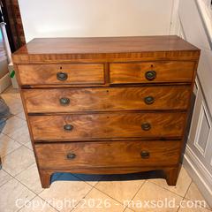 MaxSold Auction: Antique English Regency Period Mahogany Chest of Drawers - Oakville (Ontario, Canada) PARTNER MANAGED Estate Sale Online Auction - Lakeshore Road West