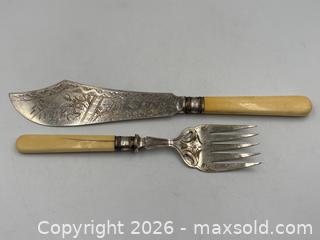 MaxSold Auction: Antique Fish Serving Set: Knife and Fork   - Oakville (Ontario, Canada) PARTNER MANAGED Estate Sale Online Auction - Lakeshore Road West