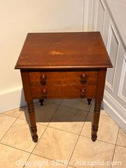 MaxSold Auction: Antique Two Drawer Side Table or Nightstand - Oakville (Ontario, Canada) PARTNER MANAGED Estate Sale Online Auction - Lakeshore Road West