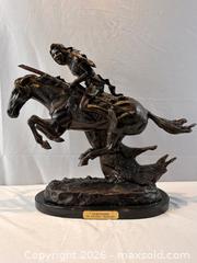 MaxSold Auction:  Cast Bronze Sculpture on Stone Base after "Cheyenne", by Frederic Remington. - Oakville (Ontario, Canada) PARTNER MANAGED Estate Sale Online Auction - Lakeshore Road West