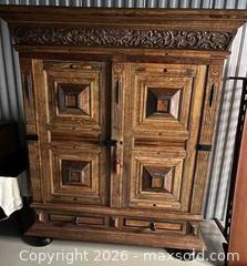 MaxSold Auction: Dutch Armoire or Wardrobe. Cast armoire.  - Oakville (Ontario, Canada) PARTNER MANAGED Estate Sale Online Auction - Lakeshore Road West