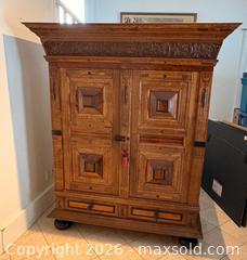 MaxSold Auction: Dutch Armoire or Wardrobe. Cast armoire.  - Oakville (Ontario, Canada) PARTNER MANAGED Estate Sale Online Auction - Lakeshore Road West