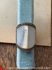 MaxSold Auction: Large Sterling Ring with Mother of Perl and Marcasite Size: 8 - Oakville (Ontario, Canada) PARTNER MANAGED Estate Sale Online Auction - Lakeshore Road West