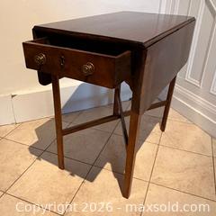 MaxSold Auction: Mahogany Pembroke Drop-Leaf Table with Single Drawer, Circa 19th Century - Oakville (Ontario, Canada) PARTNER MANAGED Estate Sale Online Auction - Lakeshore Road West