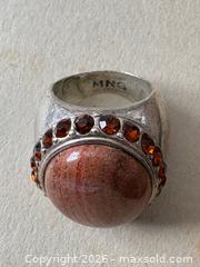 MaxSold Auction:  MNG Vintage Sterling Silver Ring with an Amber Gemstones. Ring Size: 6.5 - Oakville (Ontario, Canada) PARTNER MANAGED Estate Sale Online Auction - Lakeshore Road West