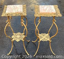 MaxSold Auction: Near Pair of Antique Gilded Cast Metal Stands with Marble Top  - Oakville (Ontario, Canada) PARTNER MANAGED Estate Sale Online Auction - Lakeshore Road West