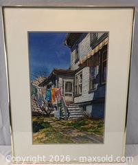 MaxSold Auction: Original Watercolour titled "Wash Day" Lunenberg, Nova Scotia 1990.  Signed by Canadian Artist Ken Huxley  - Oakville (Ontario, Canada) PARTNER MANAGED Estate Sale Online Auction - Lakeshore Road West