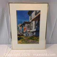 MaxSold Auction: Original Watercolour titled "Wash Day" Lunenberg, Nova Scotia 1990.  Signed by Canadian Artist Ken Huxley  - Oakville (Ontario, Canada) PARTNER MANAGED Estate Sale Online Auction - Lakeshore Road West