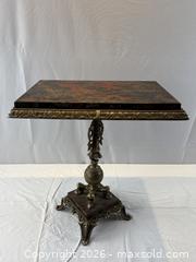 MaxSold Auction: Ornate Metal Pedestal Base with Rouge Griotte marble and Ormolu Square Table Top - Oakville (Ontario, Canada) PARTNER MANAGED Estate Sale Online Auction - Lakeshore Road West