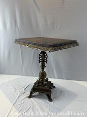 MaxSold Auction: Ornate Metal Pedestal Base with Rouge Griotte marble and Ormolu Square Table Top - Oakville (Ontario, Canada) PARTNER MANAGED Estate Sale Online Auction - Lakeshore Road West